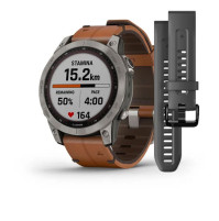 fēnix 7 – Sapphire Solar Edition Titanium with Chestnut Leather Band - 47mm - Sapphire Solar - 010-02540-31 - Garmin